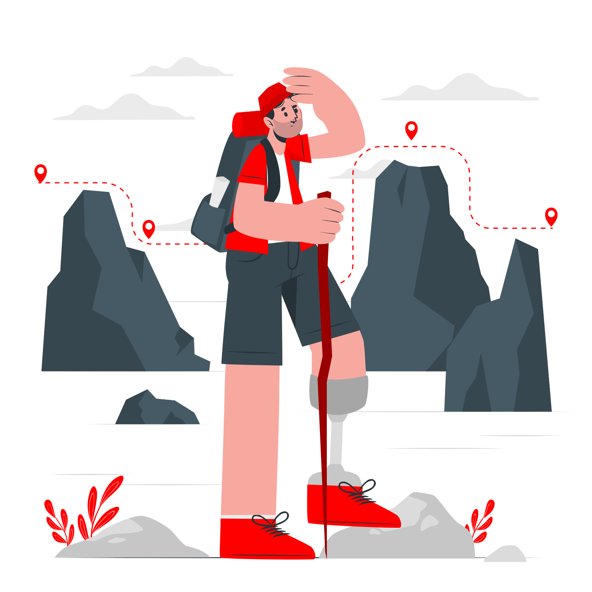 Hiker preparing gear